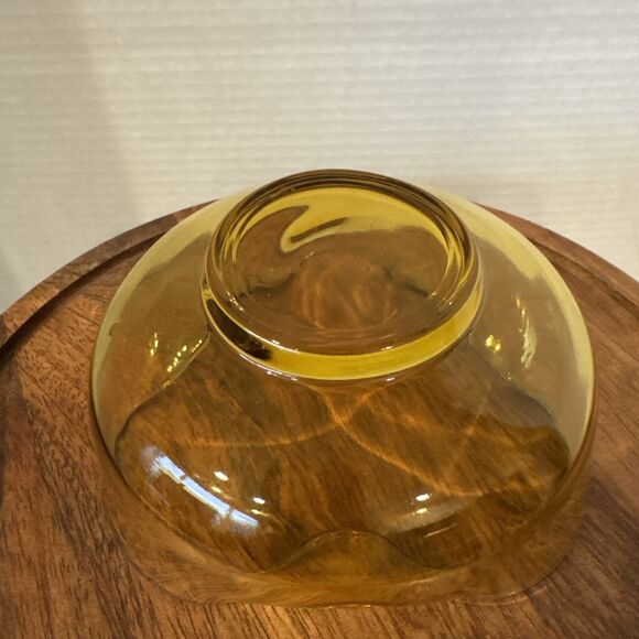 Vintage Amber Glass Folded Edge Dip Bowl MCM Midcentury Modern - Picture 6 of 9